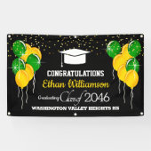 Glittery Yellow en Green Graduation Party Spandoek (Horizontaal)