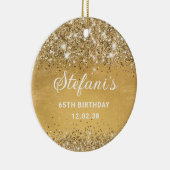 Glittery Zacht Gouden Folie 65e Verjaardag Classic Keramisch Ornament (Rechts)