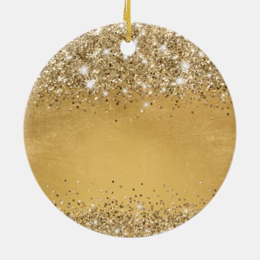 Glittery Zacht Gouden Folie 65e Verjaardag Classic Keramisch Ornament (Achterkant)