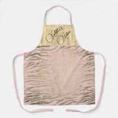 Glittery Zebra Print op Pink Blush gepersonaliseer Schort (Voorkant)