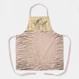 Glittery Zebra Print op Pink Blush gepersonaliseer Schort