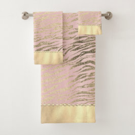 Glittery Zebra Print op Roze Blush Bath Towel Set Bad Handdoek
