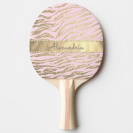 Glittery Zebra Print op Roze Blush Tafeltennisbatje