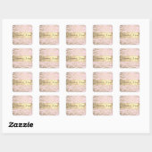 Glittery Zebra Print op Roze Logo Gepersonaliseerd Vierkante Sticker (Vel)