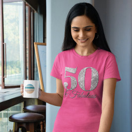 Glittery Zilver 50 & Fabulous Roze T-shirt