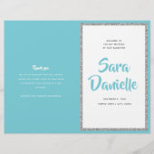 Glittery Zilver & Blauw Bat Mitswa Gevouwen Progra Flyer (Voorkant)