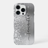 Glittery Zilver Metallic Girly Signature iPhone Hoesje (Achterkant)