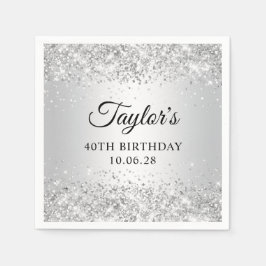 Glittery Zilver Ombre 40e Verjaardag Servet