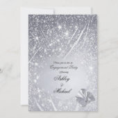 Glittery zilveren confetti verlovingsfeest chic kaart (Voorkant)
