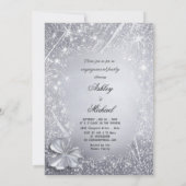 Glittery zilveren confetti verlovingsfeest chic kaart (Achterkant)