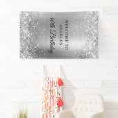 Glittery Zilveren Folie 40e Verjaardag Verticaal Spandoek (Insitu)