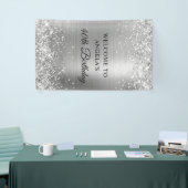 Glittery Zilveren Folie 40e Verjaardag Verticaal Spandoek (Beurs)