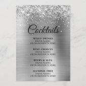 Glittery Zilveren Folie Cocktails Bar Menu (Voorkant)