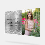 Glittery Zilveren Folie Sweet Sixteen Welkom Acryl Bord (Hoek)
