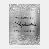 Glittery Zilveren Folie Sweet Sixteen Welkom Acryl Bord (Voorkant)