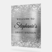 Glittery Zilveren Folie Sweet Sixteen Welkom Acryl Bord (Hoek)