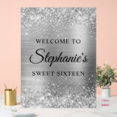 Glittery Zilveren Folie Sweet Sixteen Welkom Acryl Bord (Huwelijk)