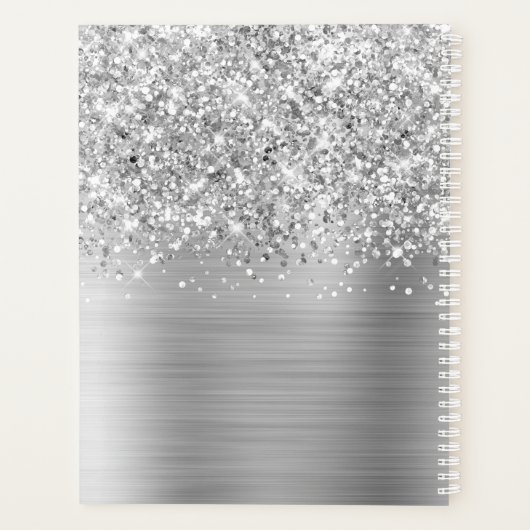 Glittery Zilveren Glam gepersonaliseerd 2024 Planner (Achterkant)