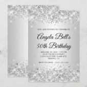 Glittery Zilveren Gradiënt 50ste Verjaardag Kaart (Voorkant / Achterkant)
