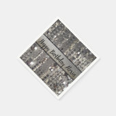 Glittery zilveren snaarkralen verjaardag servet (Hoek)