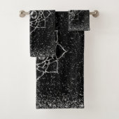 Glittery Zilveren Sterren OM Lotus Mandala op Zwar Bad Handdoek (Insitu)