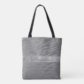 Glittery Zilveren Zebra Print op Grijs Gepersonali Tote Bag (Achterkant)