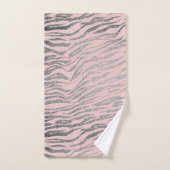 Glittery Zilveren Zebra Print op Roze Blush Bad Handdoek (Handdoek)
