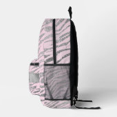 Glittery zilveren zebra print op roze gepersonalis bedrukte rugzak (Rechts)