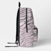 Glittery zilveren zebra print op roze gepersonalis bedrukte rugzak (Links)