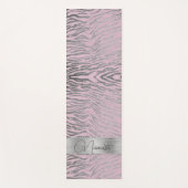 Glittery zilveren zebra print op roze gepersonalis yogamat (Voorkant)