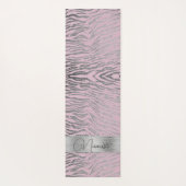 Glittery zilveren zebra print op roze gepersonalis yogamat (Achterkant)