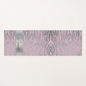 Glittery zilveren zebra print op roze gepersonalis yogamat (Voorkant (horizontaal))