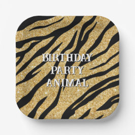Glittery Zwart en Goud Tiger Stripe Paper Borden Papieren Bordje