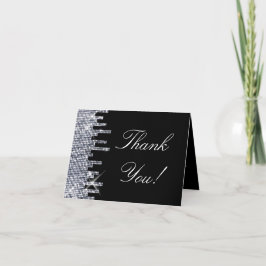 Glittery Zwart / Zilver Glamour Dank u Bedankkaart