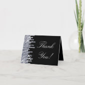 Glittery Zwart / Zilver Glamour Dank u Bedankkaart (Voorkant)