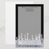 Glittery Zwart/Zilver Glamour gepersonaliseerd Briefpapier (Voorkant / Achterkant)