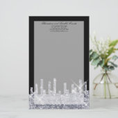 Glittery Zwart/Zilver Glamour gepersonaliseerd Briefpapier (Staand voorkant)