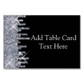 Glittery Zwart/Zilveren Glamour Trouwnaam Plaats Kaart (Achterkant)