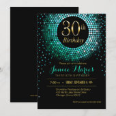 Glitz Bling Confetti 30e Verjaardag aqua gold blac Kaart (Voorkant / Achterkant)