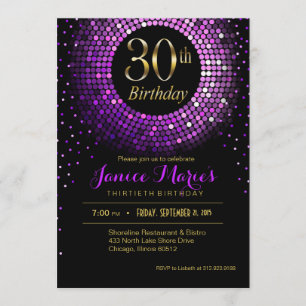 Glitz Bling Confetti 30ste verjaardag   paarse gou Kaart