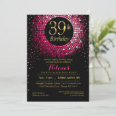 Glitz Bling Confetti 39th Birthday | fuchsiegoud Kaart (Staand voorkant)