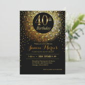 Glitz Bling Confetti 40ste verjaardag | goudzwart Kaart (Staand voorkant)
