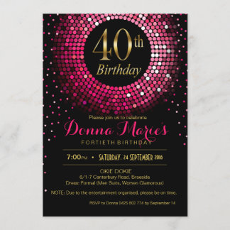 Glitz Bling Confetti 40th Birthday | fuchsiegoud Kaart