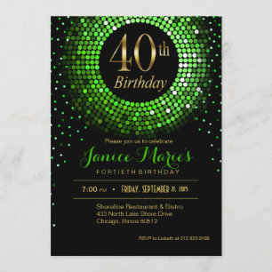 Glitz Bling Confetti 40th Birthday   groen goud Kaart