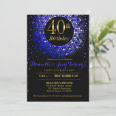 Glitz Bling Confetti 40th Birthday | Kobalblauw Kaart (Staand voorkant)