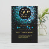 Glitz Bling Confetti 50th Birthday blauw goud zwar Kaart (Staand voorkant)