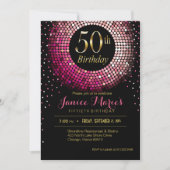 Glitz Bling Confetti 50th Birthday roze goud zwart Kaart (Voorkant)