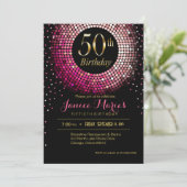 Glitz Bling Confetti 50th Birthday roze goud zwart Kaart (Staand voorkant)