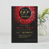 Glitz Bling Confetti 60th Birthday red Gold zwart Kaart (Staand voorkant)