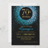 Glitz Bling Confetti 70th Birthday blauw goud zwar Kaart (Voorkant)
